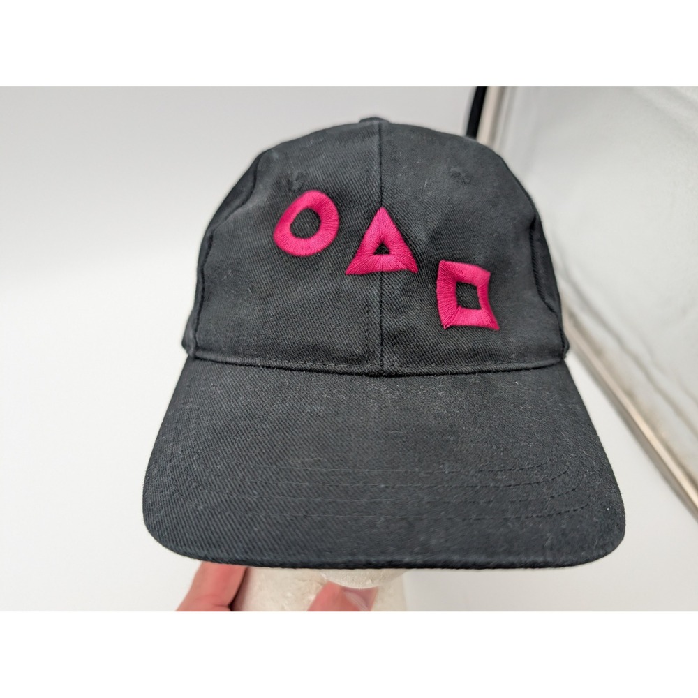 Netflix Squid Game Black Baseball Cap Pink Embroidered Shapes Luna Park Sydney